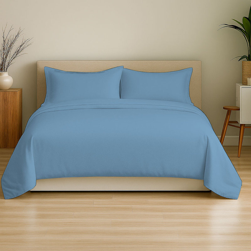 6-Piece Soft Microfiber Sheet Set, Denim Blue, Full Sheet Set with 4 Pillowcases