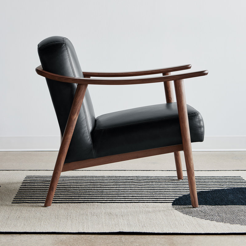 Baltic 76.2Cm Top Grain Leather Wide Armchair, Gray, Black
