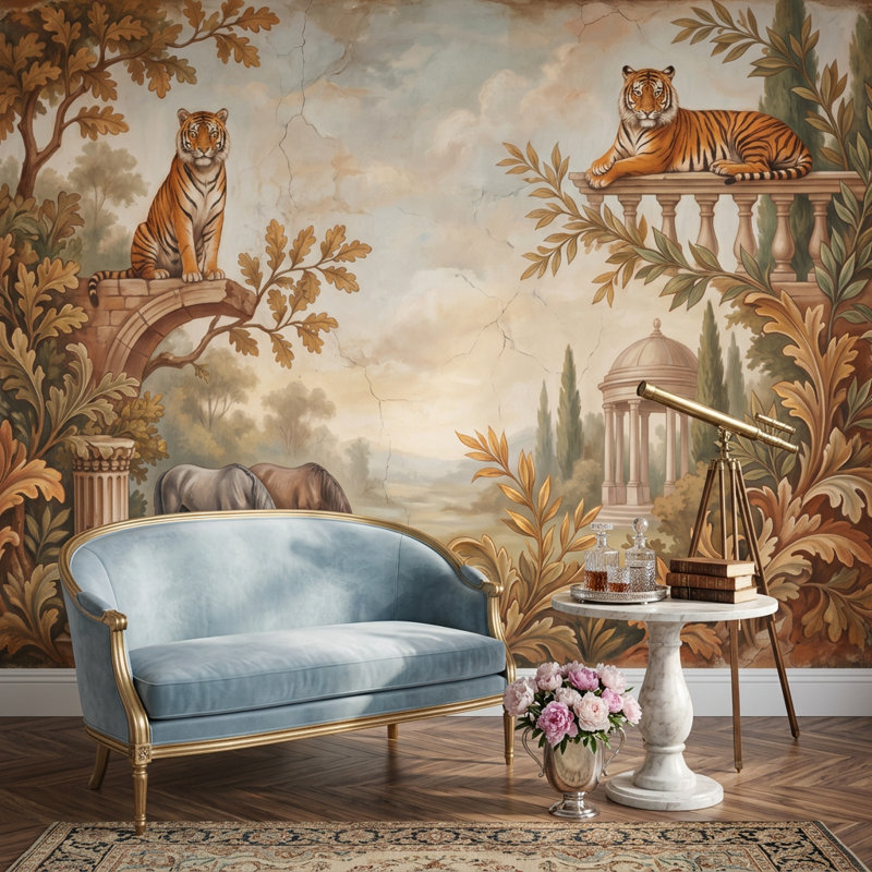 Papier peint mural classique Tigers, 160 po x 108 po, Peler et coller