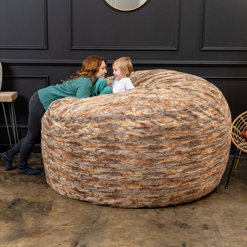 Fauteuil à billes géant pour adultes Saxx, Fausse fourrure orange