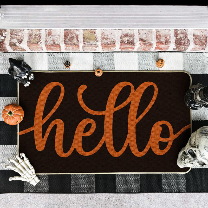 Paillasson noir et orange Hello Halloween
