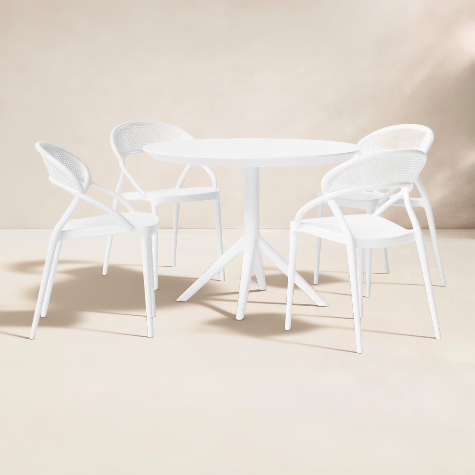 Farrah 41" Patio Dining Set, White