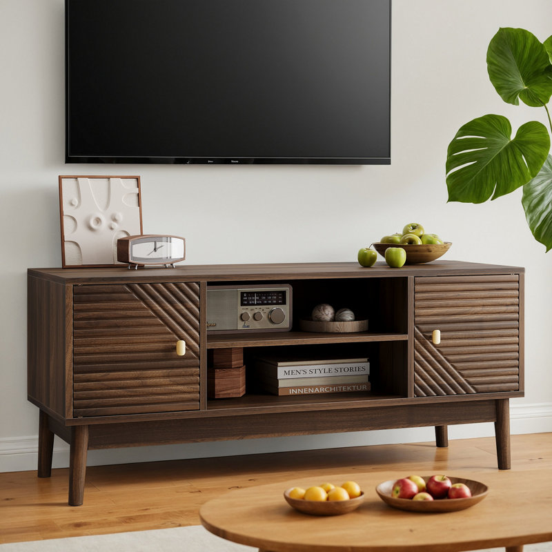 Meuble télé Mid-Century moderne avec rangement spacieux et design élégant