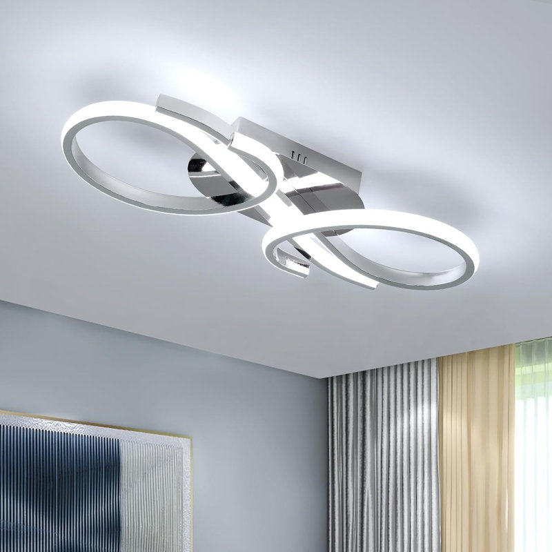 Darlys 2-Light LED Semi Flush Mount Light, Chrome, 6500 Kelvins