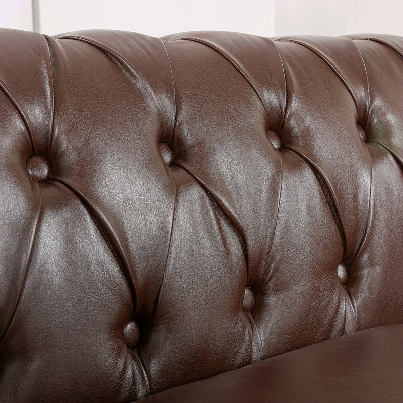 Canapé Chesterfield 84,65 po., Marron foncé