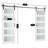 60" x 84" Tempered Frosted Glass Double Sliding Barn Doors with Installation Hardware Kit -94393764