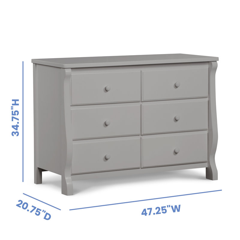 Gray Double Nursery Dresser with Interlocking Drawers