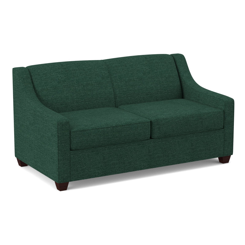 Phillips 68" Square Arm Loveseat with Reversible Cushions, Empire Mahogany, Antic Jade