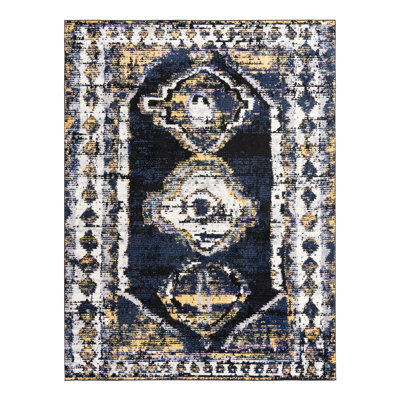 Tapis bleu foncé / blanc Soraya