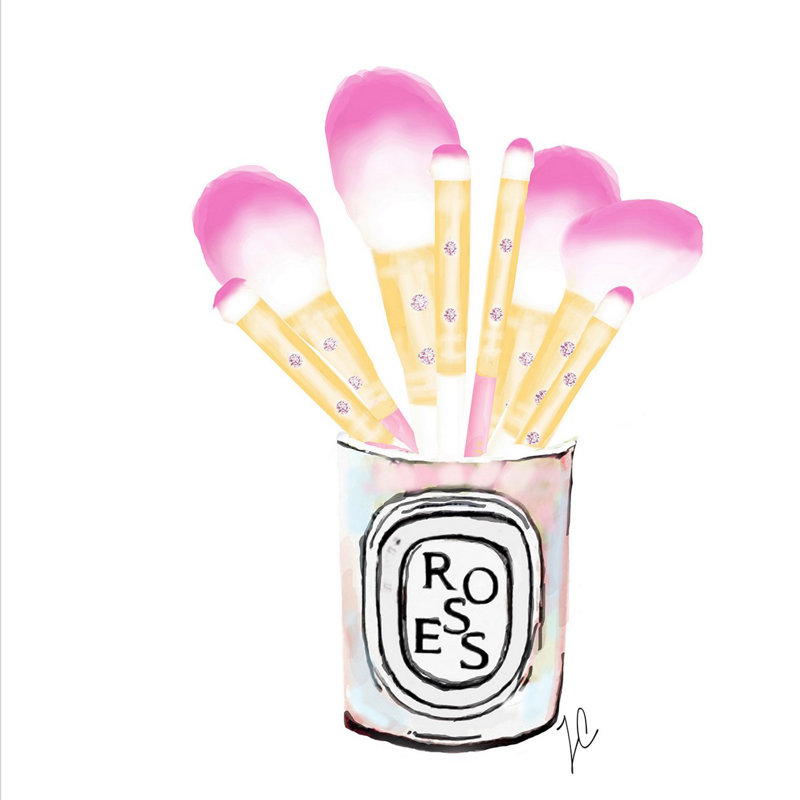 « maquillage brush » par art rose, reproduction d’art encadrée, H 18 po x l 18 po x P 1,5 po