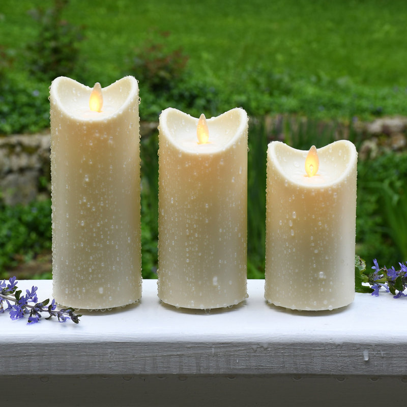 Weather Resistant LED Candles with Flickering Flame - 3 Piece