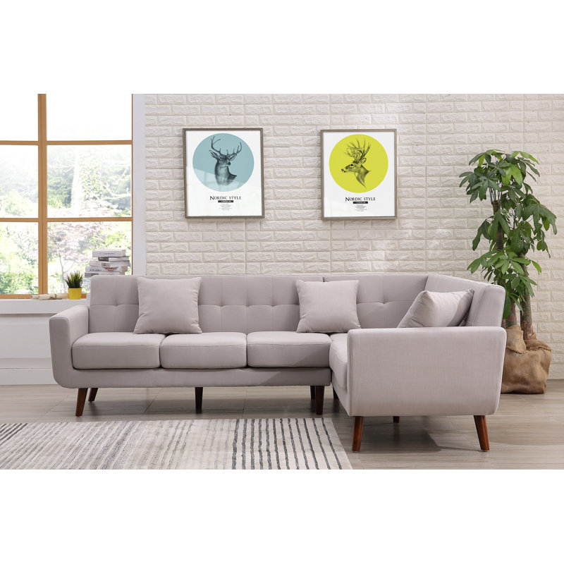 Barnet Upholstered Sectional, Beige/Tan Polyester Blend, Right Hand Facing