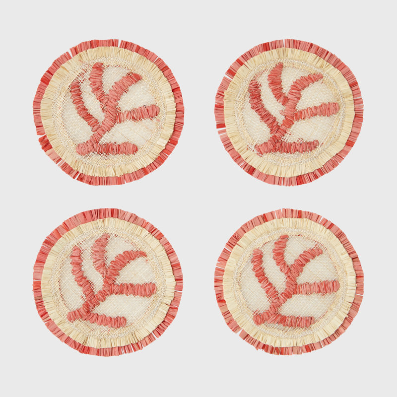 Bee Straw Coasters, Coral