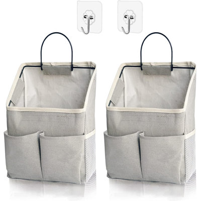 Ensemble de 2 sacs de rangement suspendus, organisateur mural avec poches, panier de rangement suspendu pour chambre de salle de bain de dortoir (gris - amélioré)