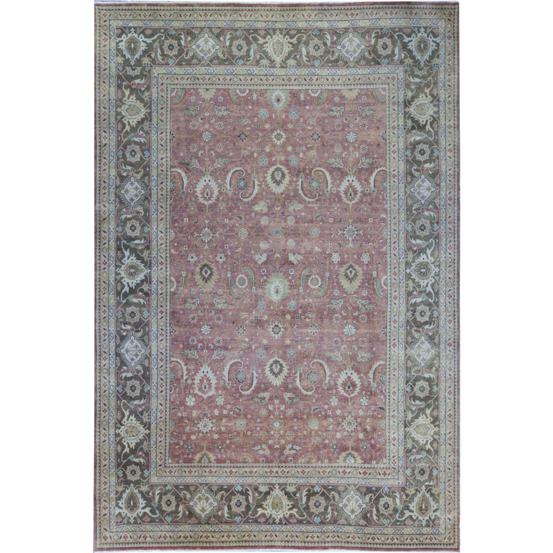 Tapis rouille et brun de haute qualité noué à la main