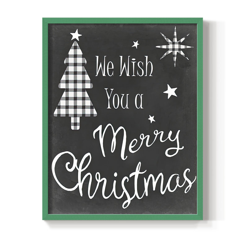 We Wish Framed Print - Solid Wood, 11'' H x 9'' W, Green