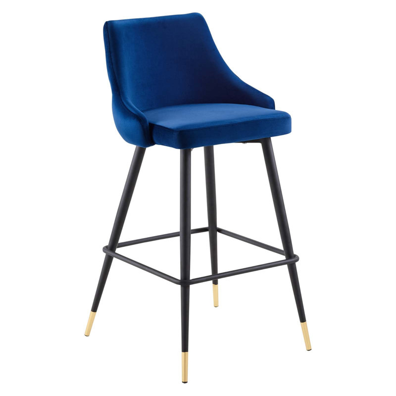 Tabouret de bar en velours Adorn Performance, Bleu marine, Tabouret de bar (hauteur d'assise de 29,5 po)