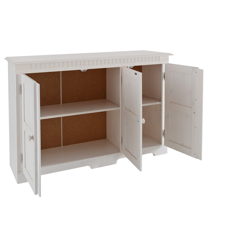 Yassine 121 Cm Wide Pine Solid Wood Sideboard, White