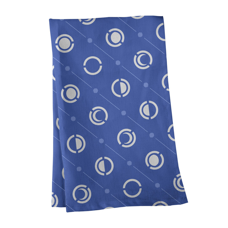 Torchon Moon phases, Bleu foncé/blanc, Croisé en coton