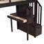 Lit mezzanine simple avec tiroirs de rangement, bureau et escalier, lit mezzanine en bois avec tablettes - Espresso