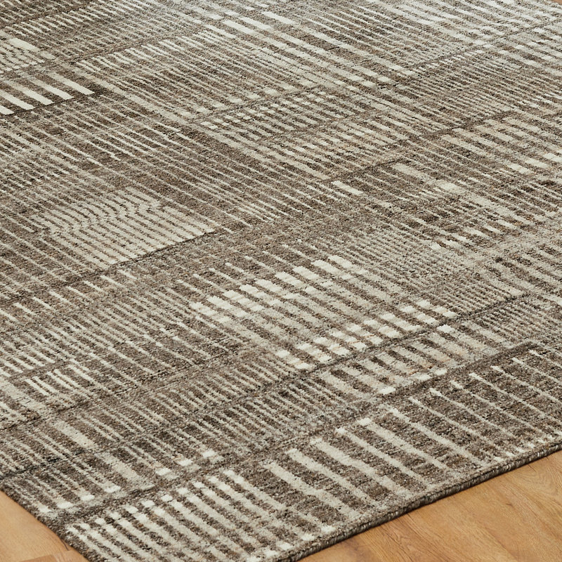 Meridian Weathered Stone Wool Hand Knotted Area Rug, Brown, Rectangle 6' x 9'