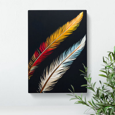 Pair Of Feathers - Wrapped Canvas