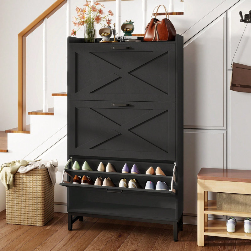 24 - Pair Shoe Storage Cabinet, Black