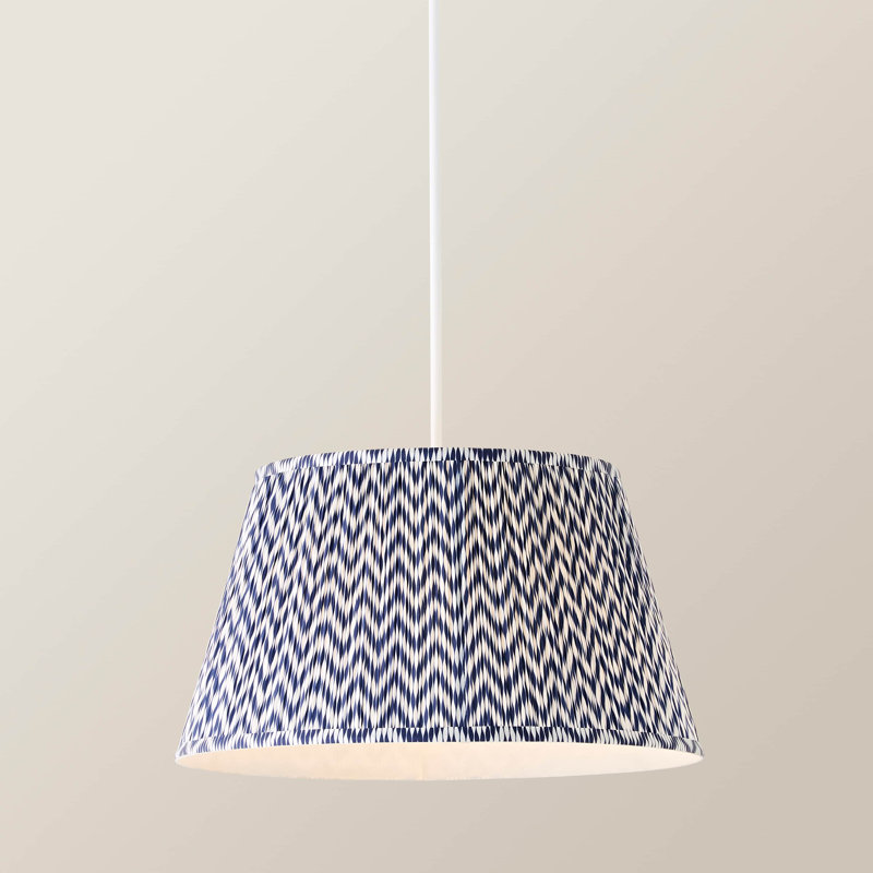 Saffira Pleat Taper Chevron Shade, Large 45cm without Bulb, Blue