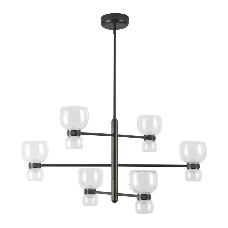Sutton 36-in Black dimmable LED Chandelier, Oil Rubbed Bronze, Clear Glass