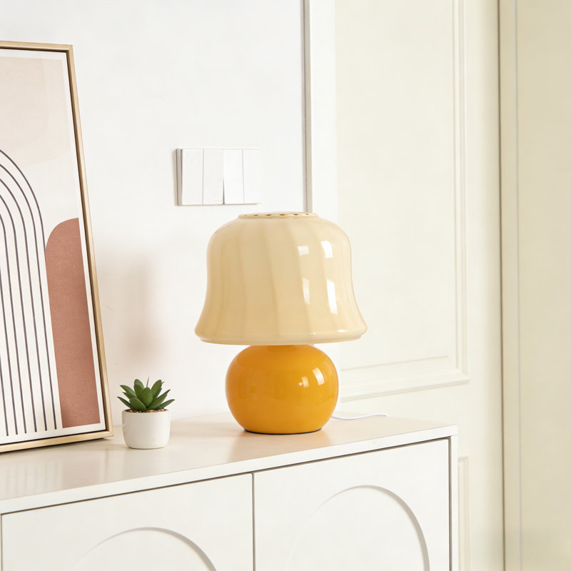 11.4-inch Cream Mushroom Table Lam (e26 3-color Bulb Included)