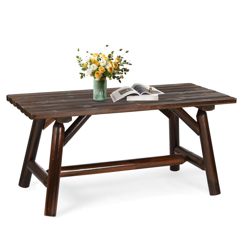 Shiyanna Rectangular Pine and Cedar Solid Wood Outdoor Side Table , 41.48 " W 19.48 " D, Carbonized