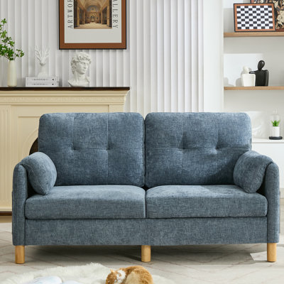 65.4" Chenille Upholstered Loveseat Sofa with Pillow Top Arms, 2 Storage Pockets by Ebern Designs