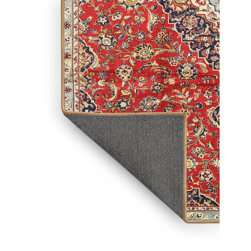 Rouge oriental/beige/Tapis décoratif bleu, Rectangle 2 pi x 3 pi