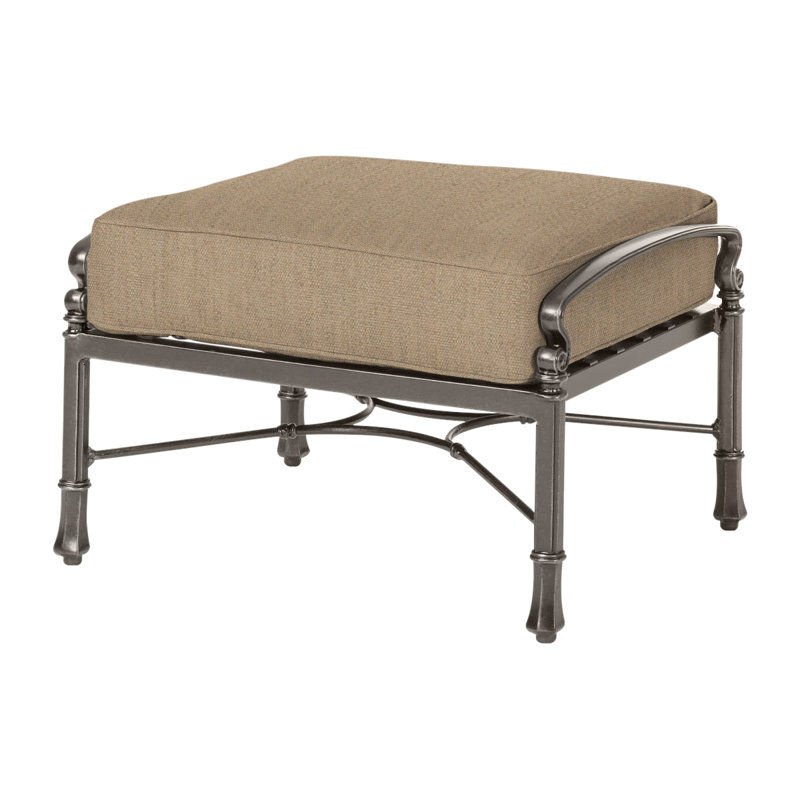 Bella Vista Ottoman with Sunbrella Cushions, Midnight Gold, Canvas Heather Beige Sunbrella® Canvas