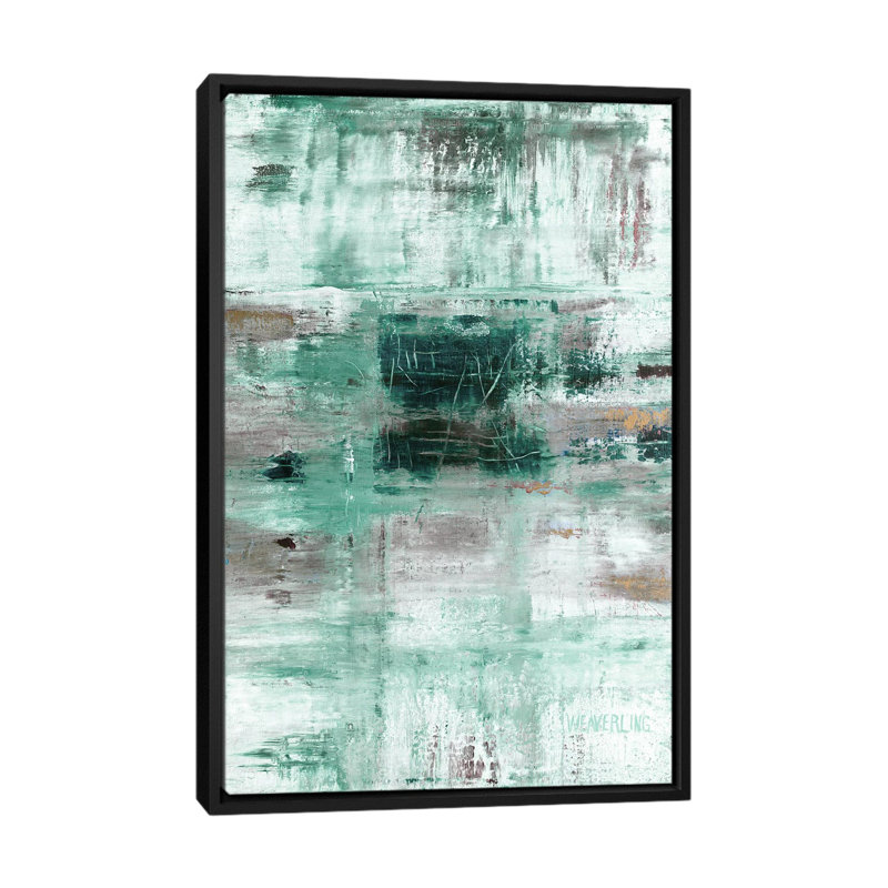 Heaven, Teal, Black Floater Frame  Canvas, 26" H x 18" W