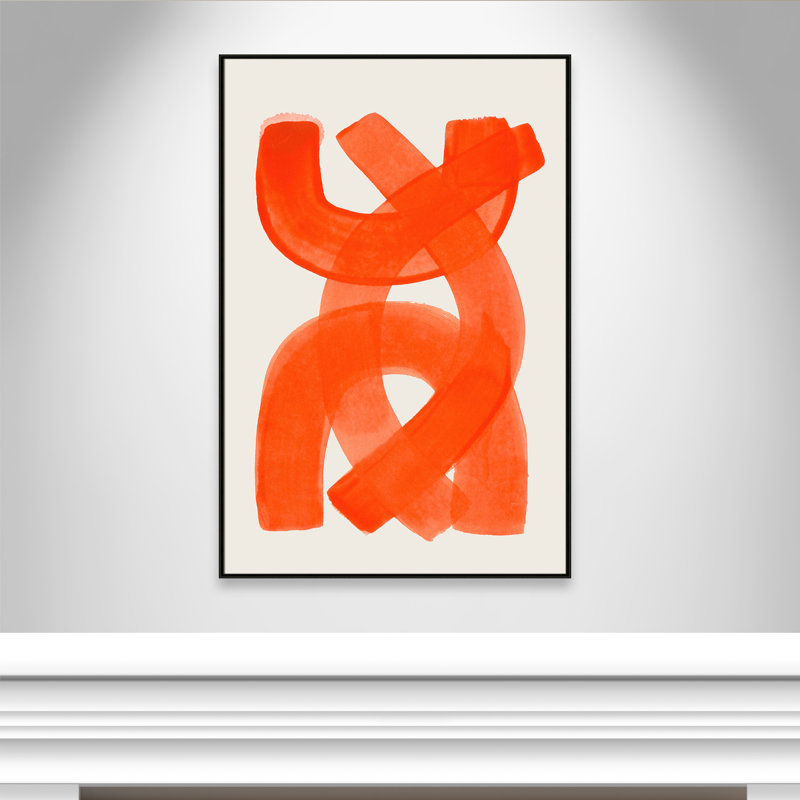 «Orange Strokes Print» par Haniff, Toile avec cadre, 41.5'' W x 61.5'' H, Flottant espresso