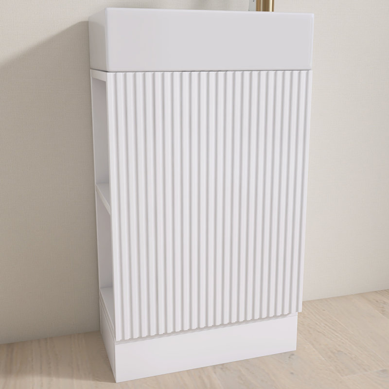 Ensemble de meuble-lavabo autoportant 18,6 po avec plateau en céramique 18,6 po, Blanc