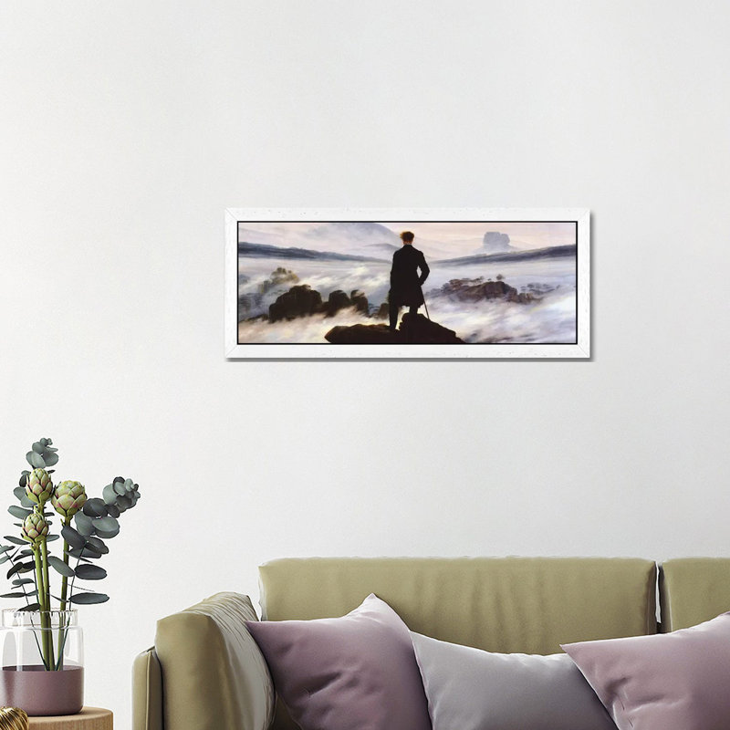 The Wanderer Above The Sea Of Fog by Caspar David Friedrich - Panoramic Painting on Canvas, 30.48 cm H x 91.44 cm W