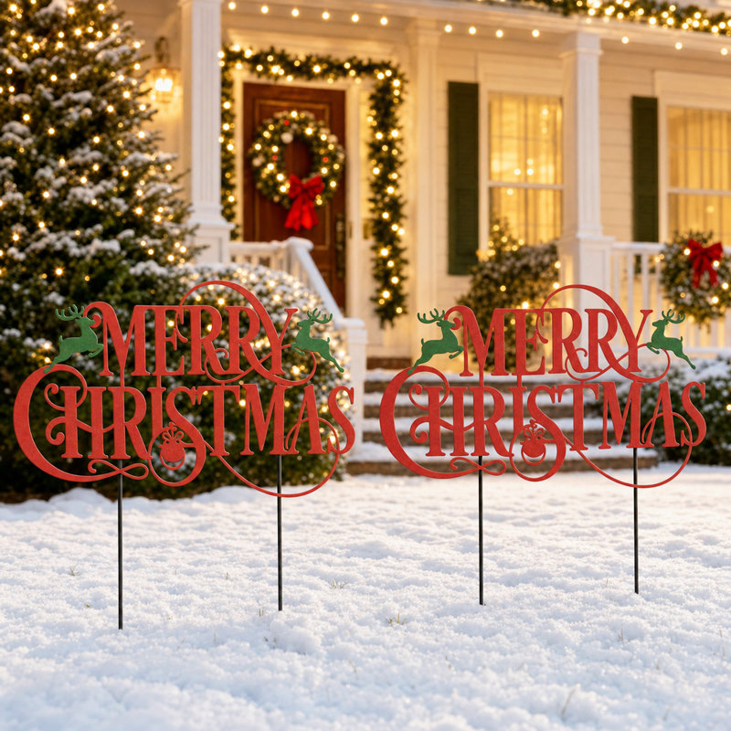 Paquet de 2 enseignes de jardin Merry Christmas