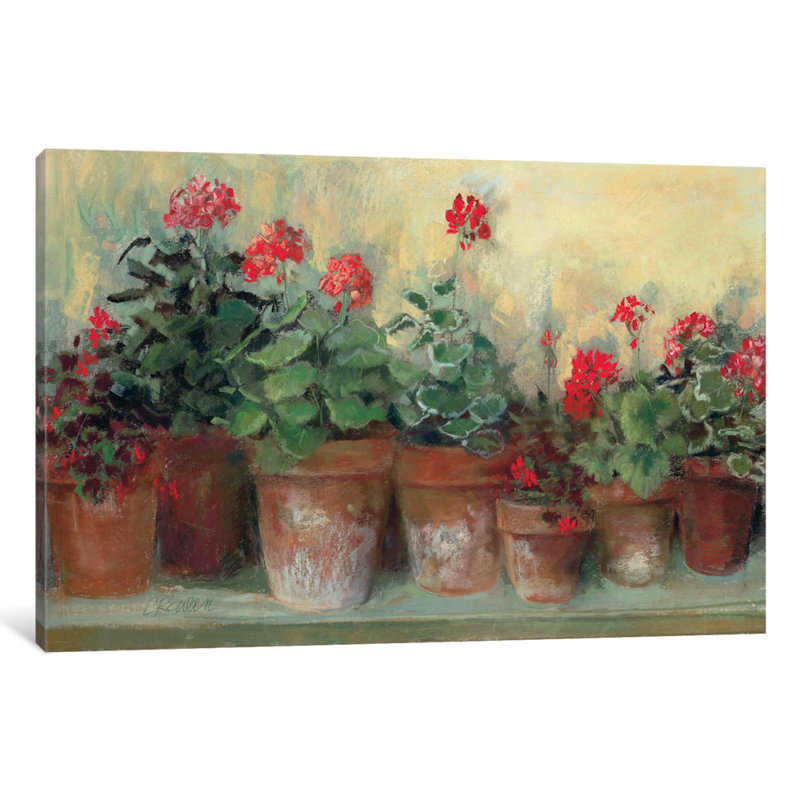 «Kathleen's Geraniums» par Carol Rowan, reproduction sur toile, H 12 po x l 18 po x P 1,5 po