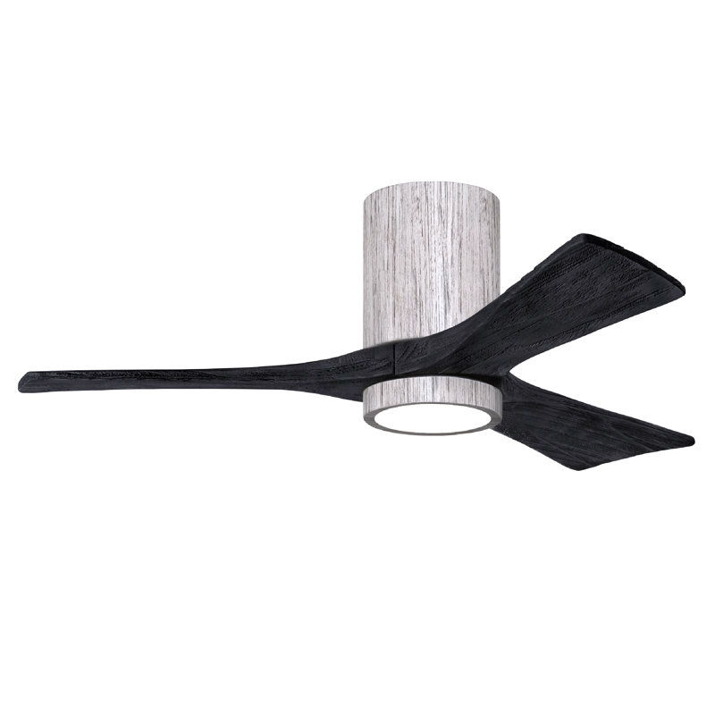 Olivier à 3 pales DEL standard avec ventilateur de plafond et ensemble d'éclairage inclus, Noir mat, Ton bois de grange, 42"