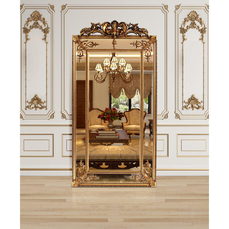 Solid Wood Rectangle Mirror, 72" x 36.2", Gold