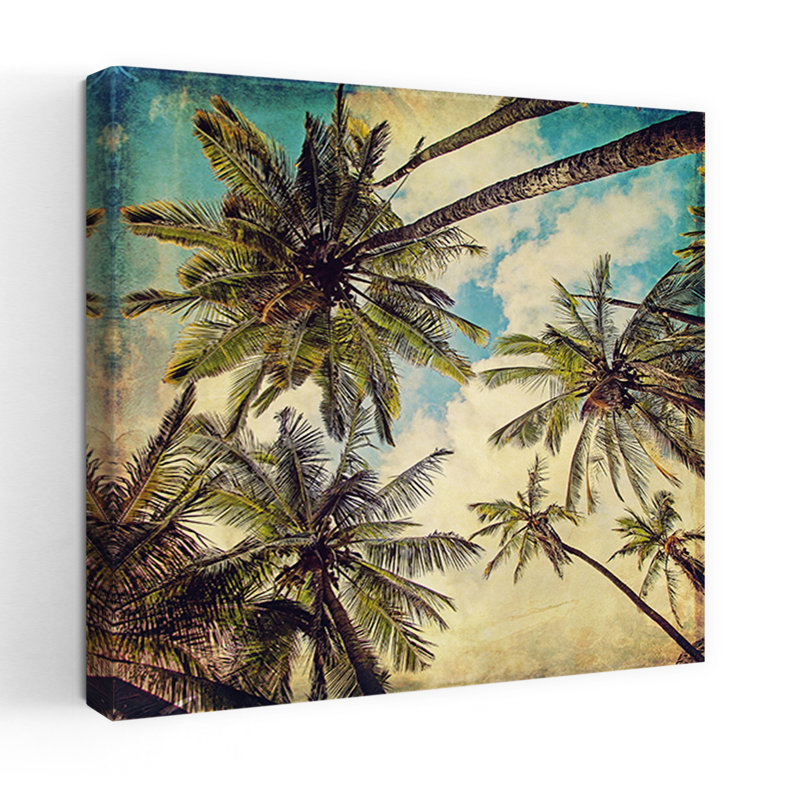 «Kauai Island», palmiers abstraits, paysage tropical, art, 32" H x 32" W