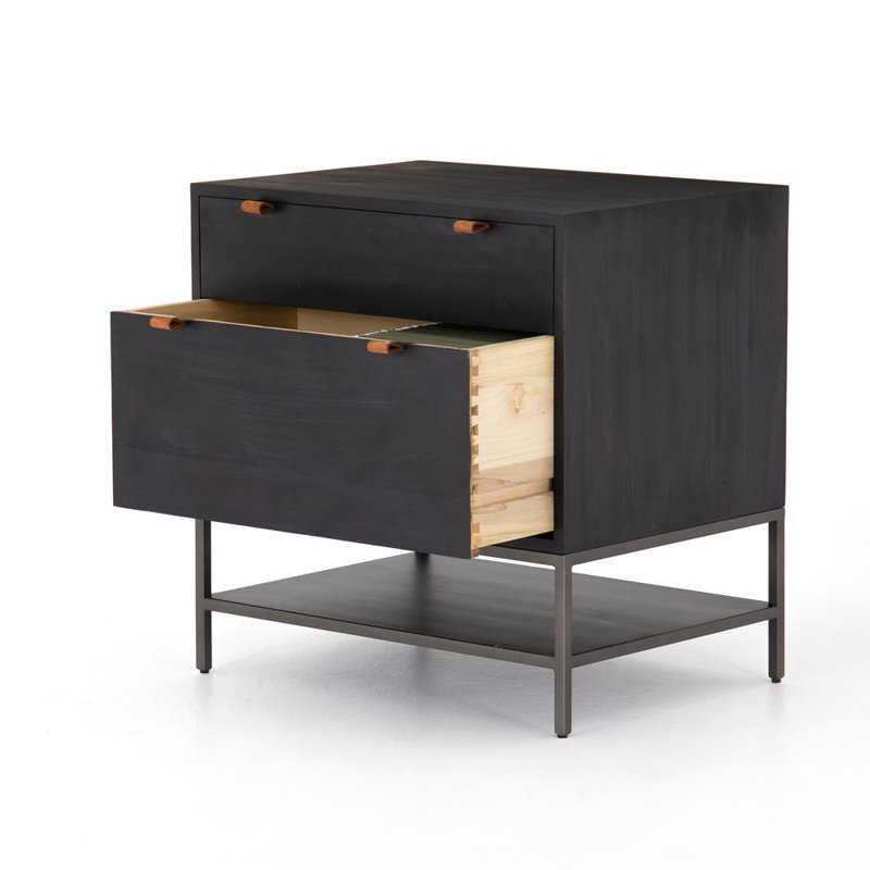 Trey 2 - Drawer Solid Wood File Cabinet, Black Wash Poplar