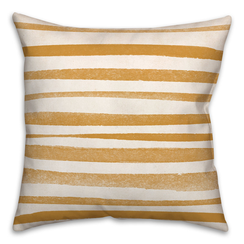  Coussin décoratif intérieur / extérieur à rayures, Orange / Jaune