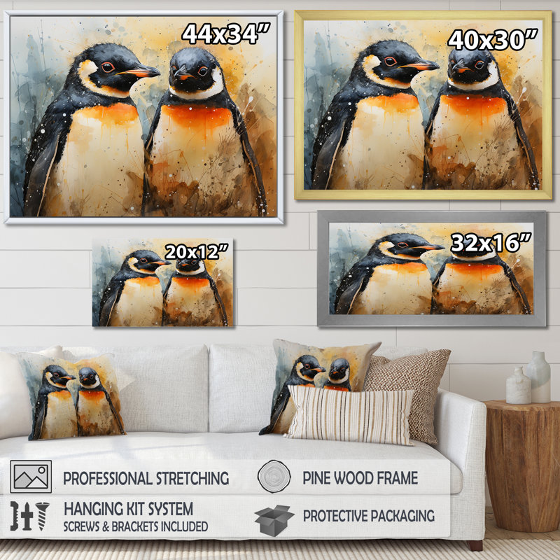 Portraits de pingouins curieux II, Toile tendue, 24" H x 32" W
