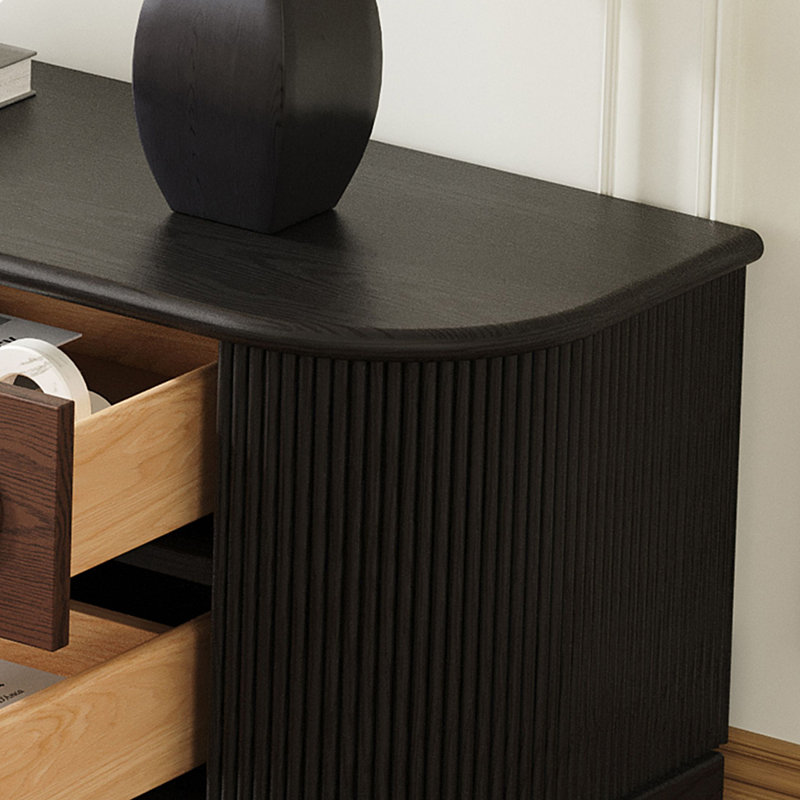 Meuble télé en bois de chêne massif avec bords lisses, H 20,07 po x L 70,86 po x l 15,74 po