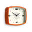 Horloge murale de cinéma | Horloge rectangulaire rétro | 10 pouces | Orange | Refroidir le look Mid-Century tendance pour la cuisine, le salon ou le bureau