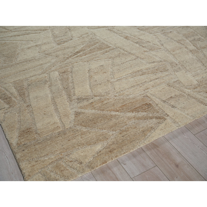 Boma hand-knotted Wool Beige Area Rug, 9'X12'