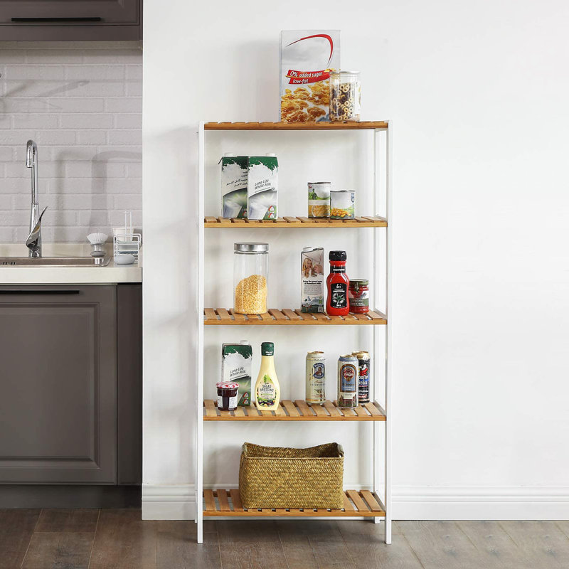 Adellynn Freestanding Bathroom Shelves, Natural/White